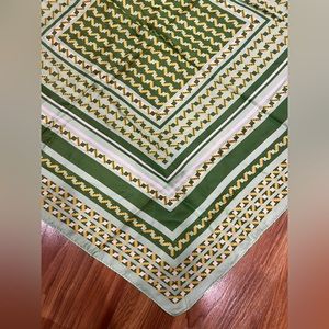 Vintage green decorated scarf of head wrap